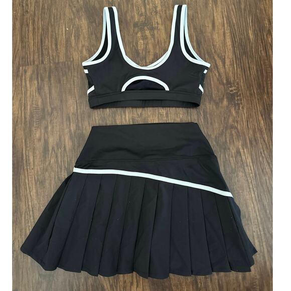 Beach Riot Tennis Skirt Set Womens XS/ Olympia Love Small Black White Mini - Picture 6 of 8